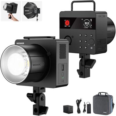 NEEWER Q6 600 W 2,4 G TTL Outdoor lampa studyjna ze sterowaniem za pomocą Kompatybilny z Godox, 1/1-1/512, 1/8000 HSS, 3000 mAh, 30 W Bi kolorowe światło regulowane, 400 błysków, 0,01-0,9 s NEEWER Q6 600 W 2,4 G TTL Outdoor lampa studyjna ze sterowaniem za pomocą Kompatybilny z Godox, 1/1-1/512, 1/8000 HSS, 3000 mAh, 30 W Bi kolorowe światło regulowane, 400 błysków, 0,01-0,9 s