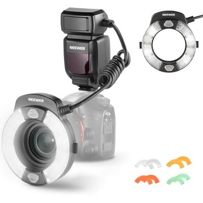NEEWER RF1-S Marco Ring lampa błyskowa kompatybilna z kamerą Sony, 76Ws GN15 5600K TTL, wyjście 1-1/128 przednia/tylna zasłona synchronizacja kolorów żele adaptery obiektywu pierścienie do makro NEEWER RF1-S Marco Ring lampa błyskowa kompatybilna z kamerą Sony, 76Ws GN15 5600K TTL, wyjście 1-1/128 przednia/tylna zasłona synchronizacja kolorów żele adaptery obiektywu pierścienie do makro