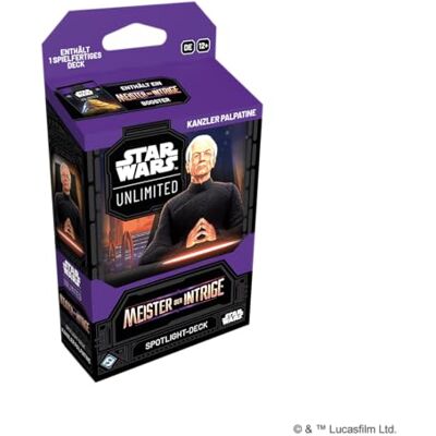 Asmodee FFG Star Wars: Unlimited Trading Card Game Mistrz Intrygi Spotlight Deck Palpatine ekskluzywne karty TCG dla dzieci i dorosłych, w wieku 12+, 2+ graczy, 20 minut, niemiecki Asmodee FFG Star Wars: Unlimited Trading Card Game Mistrz Intrygi Spotlight Deck Palpatine ekskluzywne karty TCG dla dzieci i dorosłych, w wieku 12+, 2+ graczy, 20 minut, niemiecki