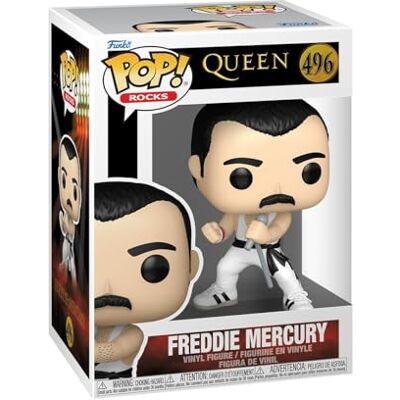 Funko Pop! Rocks: Queen F. Freddie Mercury (biały singlet) kolekcjonerska figurka winylowa pomysł na prezent oficjalny towar zabawki dla dzieci i dorosłych fanów muzyki Funko Pop! Rocks: Queen F. Freddie Mercury (biały singlet) kolekcjonerska figurka winylowa pomysł na prezent oficjalny towar zabawki dla dzieci i dorosłych fanów muzyki