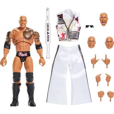 Mattel WWE Ultimate Edition The Rock figurka akcji i akcesoria Kolekcjonerska figurka The Rock Final Boss 15 cm z wymiennymi głowami i dłońmi, 30 punktów artykulacji, JKD32 Mattel WWE Ultimate Edition The Rock figurka akcji i akcesoria Kolekcjonerska figurka The Rock Final Boss 15 cm z wymiennymi głowami i dłońmi, 30 punktów artykulacji, JKD32