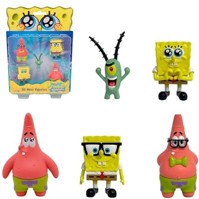 Bizak SpongeBob Pack 5 Figurki Blister, 5 cm Kolekcjonerskie Lalki Ekskluzywne Różne z kultowymi postaciami, Zabawka kolekcjonerska (64393002-2) Bizak SpongeBob Pack 5 Figurki Blister, 5 cm Kolekcjonerskie Lalki Ekskluzywne Różne z kultowymi postaciami, Zabawka kolekcjonerska (64393002-2)