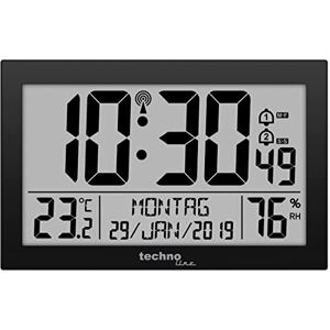 techno line Technoline WS8016SCHWARZ 8016 radiowy zegar ścienny ze wskaźnikiem temperatury, tworzywo sztuczne, czarny, 225 x 143 x 24 mm, WS8016 czarny, 225 x 24 x 143 mm techno line Technoline WS8016SCHWARZ 8016 radiowy zegar ścienny ze wskaźnikiem temperatury, tworzywo sztuczne, czarny, 225 x 143 x 24 mm, WS8016 czarny, 225 x 24 x 143 mm