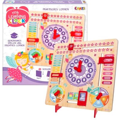 CRAZE My Learning Clock Princess – zegar do nauki dla dzieci z drewna, kalendarz do nauki dla dzieci, tablica do nauki, zegar pory roku, zegar ścienny CRAZE My Learning Clock Princess – zegar do nauki dla dzieci z drewna, kalendarz do nauki dla dzieci, tablica do nauki, zegar pory roku, zegar ścienny