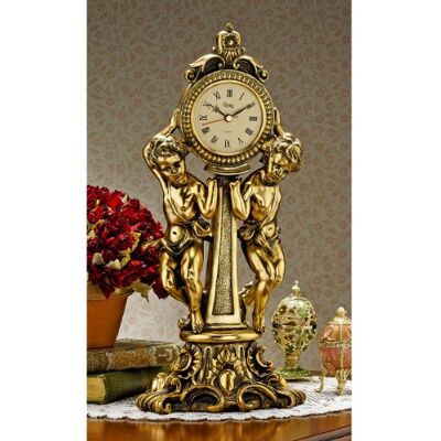 Design Toscano KY5014 Amboise Twin Cherubs zegar płaszczowy, złoty Design Toscano KY5014 Amboise Twin Cherubs zegar płaszczowy, złoty