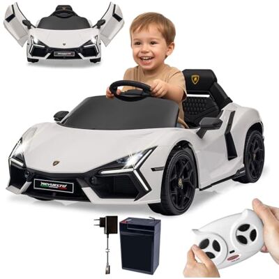 Jamara 461881 Ride-on Lamborghini Revuelto 2,4 GHz Li-Power 12.6, samochód elektryczny dla dzieci od 3 lat, elektryczny samochód dziecięcy, kierownica, pomysł na prezent, światło, rolki transportowe Jamara 461881 Ride-on Lamborghini Revuelto 2,4 GHz Li-Power 12.6, samochód elektryczny dla dzieci od 3 lat, elektryczny samochód dziecięcy, kierownica, pomysł na prezent, światło, rolki transportowe