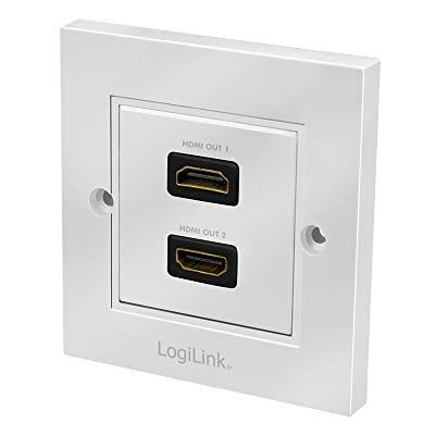 LogiLink AH0018 HDMI puszka ścienna z 2 x HDMI High Speed ze złączem Ethernet (gniazdo zewnętrzne/gniazdo wewnętrzne) w kolorze białym LogiLink AH0018 HDMI puszka ścienna z 2 x HDMI High Speed ze złączem Ethernet (gniazdo zewnętrzne/gniazdo wewnętrzne) w kolorze białym