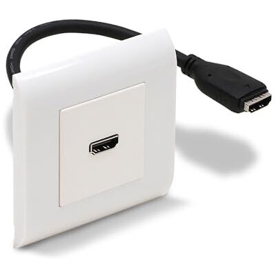 Waytex Gniazdo ścienne HDMI Typ mozaika 80x80 pełne żeńskie, Plastron HDMI 45x45 F/F kabel 20cm z płytą i uchwytem śrubowym, kolor biały Waytex Gniazdo ścienne HDMI Typ mozaika 80x80 pełne żeńskie, Plastron HDMI 45x45 F/F kabel 20cm z płytą i uchwytem śrubowym, kolor biały
