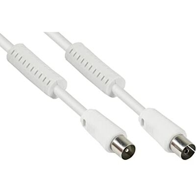 Kabel antenowy SAT Good Connections - złącze koaxialne na gniazdo koaxialne - 2× filtr ferrytowy, podwójne ekranowanie, 5 m Kabel antenowy SAT Good Connections - złącze koaxialne na gniazdo koaxialne - 2× filtr ferrytowy, podwójne ekranowanie, 5 m