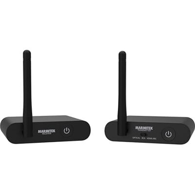 Marmitek Audio Anywhere 730 Bezprzewodowy transmiter audio do TV Dźwięk TV bez kabli do soundbara, głośników aktywnych lub stereo, HDMI ARC, optyczne, RCA i niskie opóźnienie Marmitek Audio Anywhere 730 Bezprzewodowy transmiter audio do TV Dźwięk TV bez kabli do soundbara, głośników aktywnych lub stereo, HDMI ARC, optyczne, RCA i niskie opóźnienie