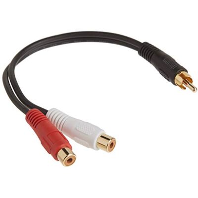 C2G 03177 seria wartości jeden RCA mono męski na dwa RCA stereo żeński kabel Y, czarny (15 cm) C2G 03177 seria wartości jeden RCA mono męski na dwa RCA stereo żeński kabel Y, czarny (15 cm)