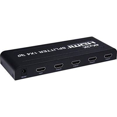 PremiumCord 4K HDMI Splitter 1-4 port z zasilaczem, metalowa obudowa, rozdzielczość wideo 4Kx2K 2160p UHD, Full HD 1080p, kolor czarny PremiumCord 4K HDMI Splitter 1-4 port z zasilaczem, metalowa obudowa, rozdzielczość wideo 4Kx2K 2160p UHD, Full HD 1080p, kolor czarny
