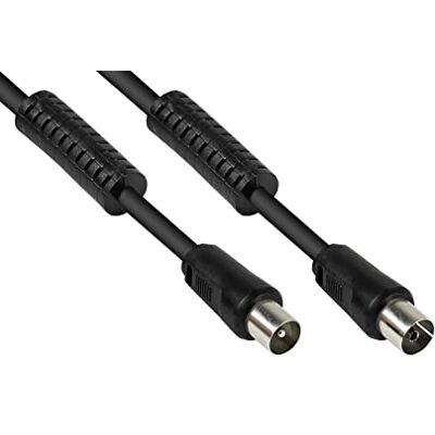 Good Connections Kabel antenowy TV SAT wtyczka koncentryczna do gniazda koncentrycznego 2 x filtr prądowy (rdzeń ferrytowy), podwójne ekranowanie, wymiar ekranu > 95 dB czarny, 3 m Good Connections Kabel antenowy TV SAT wtyczka koncentryczna do gniazda koncentrycznego 2 x filtr prądowy (rdzeń ferrytowy), podwójne ekranowanie, wymiar ekranu > 95 dB czarny, 3 m