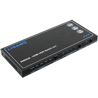 Ligawo Przełącznik HDMI HDR 4 x 1 – 18 Gbps 4 K 60 Hz 4:4 EDID Audio + Audio Out SPDIF lub jack 3,5 mm możliwość sterowania oprogramowaniem RS232 + pilot zdalnego sterowania Ligawo Przełącznik HDMI HDR 4 x 1 – 18 Gbps 4 K 60 Hz 4:4 EDID Audio + Audio Out SPDIF lub jack 3,5 mm możliwość sterowania oprogramowaniem RS232 + pilot zdalnego sterowania