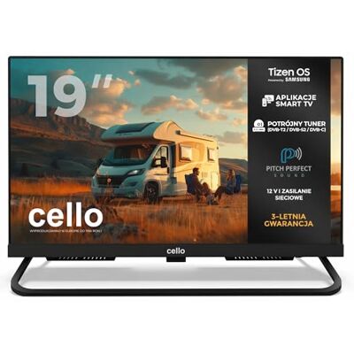 Cello CTRAV-19TZ Traveller 12V 19 cali Smart TV podróżny z systemem Tizen OS, gry w chmurze, głośniki Pitch Perfect, Bluetooth, mały telewizor do kamperów Cello CTRAV-19TZ Traveller 12V 19 cali Smart TV podróżny z systemem Tizen OS, gry w chmurze, głośniki Pitch Perfect, Bluetooth, mały telewizor do kamperów