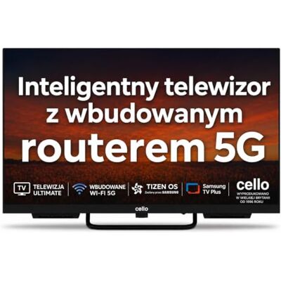Cello Voyager C24TZR-VOY 24-calowy Smart TV, 12 V/230 V, z wbudowanym routerem Wi-Fi 5G, systemem Samsung Tizen OS oraz potrójnym tunerem Cello Voyager C24TZR-VOY 24-calowy Smart TV, 12 V/230 V, z wbudowanym routerem Wi-Fi 5G, systemem Samsung Tizen OS oraz potrójnym tunerem