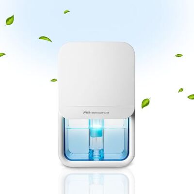 Ufesa Wellness Dry 210 Ultracichy osuszacz powietrza ≤ 35 dB, 210 ml/dzień, 23 W, pojemność 800 ml, 7 regulowanych kolorów, do 20 m², automatyczne wyłączanie Ufesa Wellness Dry 210 Ultracichy osuszacz powietrza ≤ 35 dB, 210 ml/dzień, 23 W, pojemność 800 ml, 7 regulowanych kolorów, do 20 m², automatyczne wyłączanie