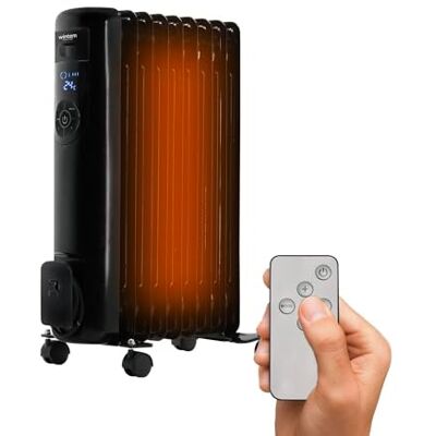 Wintem 9-elementowy elektryczny grzejnik olejowy 1500 W z programowalnym timerem do włączania i wyłączania, cyfrowy wyświetlacz LED i pilot zdalnego sterowania, 60 cm Wintem 9-elementowy elektryczny grzejnik olejowy 1500 W z programowalnym timerem do włączania i wyłączania, cyfrowy wyświetlacz LED i pilot zdalnego sterowania, 60 cm