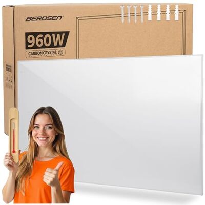 Berdsen Grzejnik na Podczerwień 960W Panel Grzewczy do Dużych Pomieszczeń Energooszczędny Ochrona przed Przegrzaniem Ogrzewanie Domowe Biały Berdsen Grzejnik na Podczerwień 960W Panel Grzewczy do Dużych Pomieszczeń Energooszczędny Ochrona przed Przegrzaniem Ogrzewanie Domowe Biały