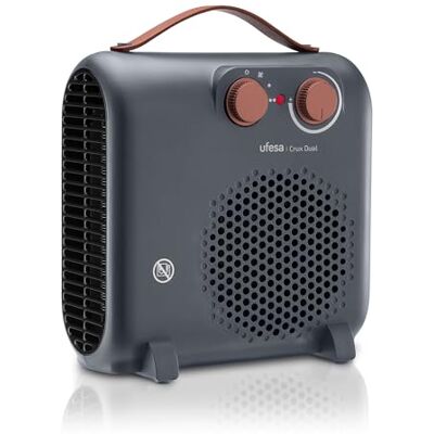 Ufesa Crux Dual Heater 2000 W, 3 poziomy mocy, regulowany termostat, zastosowanie płaskie i pionowe, funkcja wentylacji, szary Ufesa Crux Dual Heater 2000 W, 3 poziomy mocy, regulowany termostat, zastosowanie płaskie i pionowe, funkcja wentylacji, szary