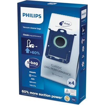 Philips S-Bag Worki na Kurz do Odkurzaczy, 4 Sztuki Zestaw 4 worków – jednorazowe worki S-Bag do odkurzaczy cylindrycznych (FC8021/03) Philips S-Bag Worki na Kurz do Odkurzaczy, 4 Sztuki Zestaw 4 worków – jednorazowe worki S-Bag do odkurzaczy cylindrycznych (FC8021/03)