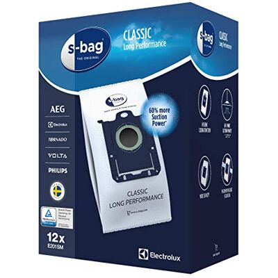 Electrolux E201SM Worki do odkurzacza S-bag Classic Long Performance, 12 sztuk, Zapewniają optymalny przepływ powietrza dzięki trwałemu, Odpowiednie do wielu modeli odkurzaczy Electrolux E201SM Worki do odkurzacza S-bag Classic Long Performance, 12 sztuk, Zapewniają optymalny przepływ powietrza dzięki trwałemu, Odpowiednie do wielu modeli odkurzaczy
