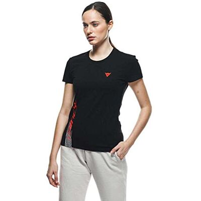 Dainese T-Shirt Logo Lady, Casual Koszulka Motocyklowa, Kobiety, Czarny/Fluo-Red, XL Dainese T-Shirt Logo Lady, Casual Koszulka Motocyklowa, Kobiety, Czarny/Fluo-Red, XL