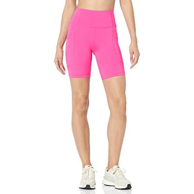 AEW30309F23_Neon Pink Amazon Essentials Damskie szorty rowerowe Active Sculpt High Rise 7 z kieszeniami, neonowy różowy, XL AEW30309F23_Neon Pink Amazon Essentials Damskie szorty rowerowe Active Sculpt High Rise 7 z kieszeniami, neonowy różowy, XL