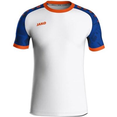 JAKO Męska Koszulka Iconic KA - biały/sportowy niebieski/neonorange - 3XL JAKO Męska Koszulka Iconic KA - biały/sportowy niebieski/neonorange - 3XL
