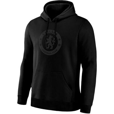 CHL61PH-K-L Icon Sports International Club zaciemniająca bawełniana bluza z kapturem dla dorosłych odzież piłkarska (czarny nadruk logo na czarno), Chelsea, L CHL61PH-K-L Icon Sports International Club zaciemniająca bawełniana bluza z kapturem dla dorosłych odzież piłkarska (czarny nadruk logo na czarno), Chelsea, L