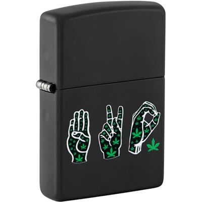 Zippo Cannabis Zapalniczka Sztormowa, Kolorowy Nadruk, do Napełniania, Wielokrotnego Użytku, Wiatroodporna Konstrukcja, Pudełko na Prezent, Wykonano w USA, Kolor Czarny Matowy (Black Matte) Zippo Cannabis Zapalniczka Sztormowa, Kolorowy Nadruk, do Napełniania, Wielokrotnego Użytku, Wiatroodporna Konstrukcja, Pudełko na Prezent, Wykonano w USA, Kolor Czarny Matowy (Black Matte)