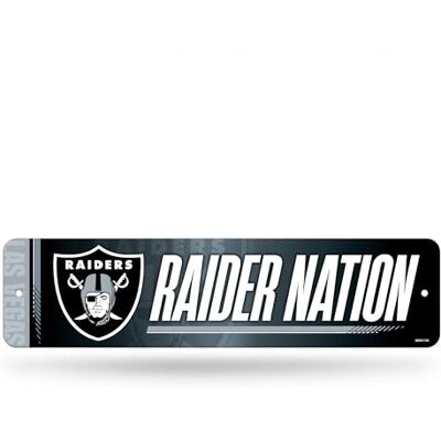 Rico Industries Metalowy znak uliczny, NFL, footballowy, 10 x 38 cm, dekoracja domu, do sypialni, biura, do męskiego pokoju, Las Vegas Raiders Rico Industries Metalowy znak uliczny, NFL, footballowy, 10 x 38 cm, dekoracja domu, do sypialni, biura, do męskiego pokoju, Las Vegas Raiders
