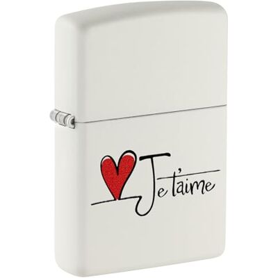 Zippo Je T'Aime Zapalniczka Sztormowa, Kolorowy Nadruk, do Napełniania, Wielokrotnego Użytku, Wiatroodporna Konstrukcja, Pudełko na Prezent, Wykonano w USA, Kolor Biały Matowy (White Matte) Zippo Je T'Aime Zapalniczka Sztormowa, Kolorowy Nadruk, do Napełniania, Wielokrotnego Użytku, Wiatroodporna Konstrukcja, Pudełko na Prezent, Wykonano w USA, Kolor Biały Matowy (White Matte)
