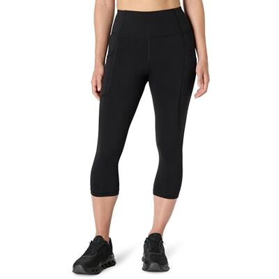 AEWM46346_Black Amazon Essentials Damskie legginsy sportowe Active Total Train z wysokim stanem 48 cm nogawka Capri Gym Workout Legginsy z kieszeniami, Czarny, L AEWM46346_Black Amazon Essentials Damskie legginsy sportowe Active Total Train z wysokim stanem 48 cm nogawka Capri Gym Workout Legginsy z kieszeniami, Czarny, L