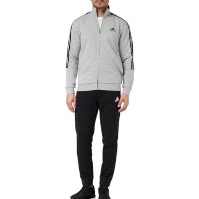 1067471 adidas Męski dres treningowy M 3s Ft Tt, top: Medium Grey Heather/Black Bottom:Black/White, 7 EU 1067471 adidas Męski dres treningowy M 3s Ft Tt, top: Medium Grey Heather/Black Bottom:Black/White, 7 EU