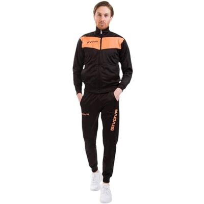 TR018 Givova Męski dres treningowy Visa, wielokolorowy (czarny/pomarańczowy fluo), XL TR018 Givova Męski dres treningowy Visa, wielokolorowy (czarny/pomarańczowy fluo), XL