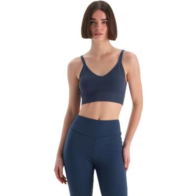 24SW13103BB Dagi Granatowy modny dzianinowy krój slim fit Interlock Thin Strap bez rękawów, dekolt w serek, sportowy biustonosz, granatowy, rozm. M, grantowy, M 24SW13103BB Dagi Granatowy modny dzianinowy krój slim fit Interlock Thin Strap bez rękawów, dekolt w serek, sportowy biustonosz, granatowy, rozm. M, grantowy, M
