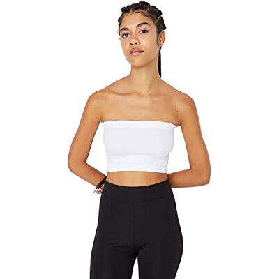 TWOAW20BS0018 Trendyol Damski biustonosz sportowy bez rękawów z wiązaniem na szyi jednolity, biały, M TWOAW20BS0018 Trendyol Damski biustonosz sportowy bez rękawów z wiązaniem na szyi jednolity, biały, M
