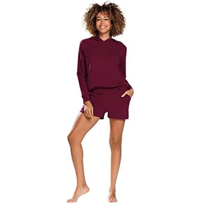 5903251457140 DKaren Damski dres do joggingu, zestaw bawełnianych ubrań kokosowych, czerwone wino, L 5903251457140 DKaren Damski dres do joggingu, zestaw bawełnianych ubrań kokosowych, czerwone wino, L