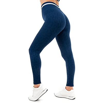 5056242873280 M17 Damskie legginsy damskie nadruk lampart bezszwowe elastyczne marszczone łupki odzież sportowa siłownia trening bieganie spodnie do jogi, granatowy, M 5056242873280 M17 Damskie legginsy damskie nadruk lampart bezszwowe elastyczne marszczone łupki odzież sportowa siłownia trening bieganie spodnie do jogi, granatowy, M
