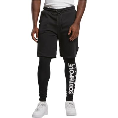 SP090-00007 Southpole Męskie spodenki ze zintegrowanymi legginsami, spodnie sportowe dla mężczyzn, spodenki z polaru z legginsami, rozmiary S XXL, czarny, S SP090-00007 Southpole Męskie spodenki ze zintegrowanymi legginsami, spodnie sportowe dla mężczyzn, spodenki z polaru z legginsami, rozmiary S XXL, czarny, S