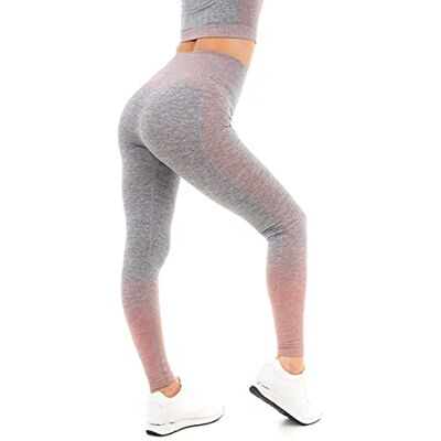 5056242869566 M17 Damskie legginsy damskie miękkie w dotyku silne wchłanianie gradient paski bezszwowe sport joga siłownia fitness spodnie do biegania, Grey Marl Pink, M 5056242869566 M17 Damskie legginsy damskie miękkie w dotyku silne wchłanianie gradient paski bezszwowe sport joga siłownia fitness spodnie do biegania, Grey Marl Pink, M