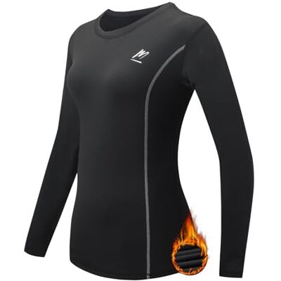 U7S MEETWEE Damska koszulka termiczna, bielizna kompresyjna z długim rękawem Narciarstwo funkcjonalne Thermal Baselayer do oddychania, ciepła i szybkoschnąca, Kolor czarny, L U7S MEETWEE Damska koszulka termiczna, bielizna kompresyjna z długim rękawem Narciarstwo funkcjonalne Thermal Baselayer do oddychania, ciepła i szybkoschnąca, Kolor czarny, L