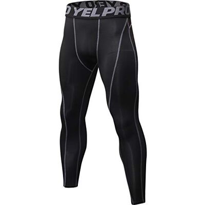 1060 Yuerlian Męskie legginsy kompresyjne treningowe fajne suche spodnie sportowe legginsy do biegania na siłownię, 02-czarny szary, S 1060 Yuerlian Męskie legginsy kompresyjne treningowe fajne suche spodnie sportowe legginsy do biegania na siłownię, 02-czarny szary, S