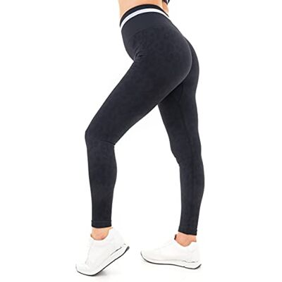 5056242870791 M17 Damskie legginsy damskie nadruk lampart bezszwowe elastyczne marszczone łupki odzież sportowa siłownia trening bieganie spodnie do jogi, Czarny, S 5056242870791 M17 Damskie legginsy damskie nadruk lampart bezszwowe elastyczne marszczone łupki odzież sportowa siłownia trening bieganie spodnie do jogi, Czarny, S