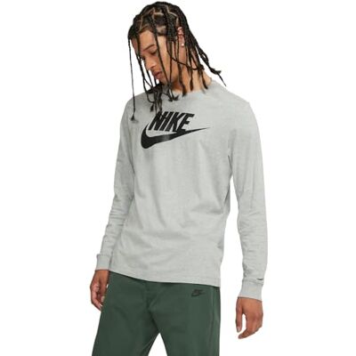 CI6291 Nike M Nsw Ls Tee Icon Futura podkoszulek męski, szary/czarny (Dk Grey Heather/Black), XXXL CI6291 Nike M Nsw Ls Tee Icon Futura podkoszulek męski, szary/czarny (Dk Grey Heather/Black), XXXL