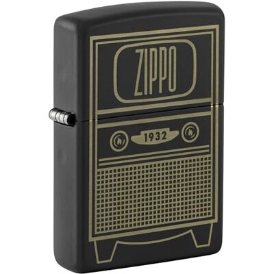 Zippo Vintage TV Zapalniczka Sztormowa, Grawerowanie Laserowe, do Napełniania, Wielokrotnego Użytku, Wiatroodporna Konstrukcja, Pudełko na Prezent, Wykonano w USA, Kolor Czarny Matowy (Black Matte) Zippo Vintage TV Zapalniczka Sztormowa, Grawerowanie Laserowe, do Napełniania, Wielokrotnego Użytku, Wiatroodporna Konstrukcja, Pudełko na Prezent, Wykonano w USA, Kolor Czarny Matowy (Black Matte)