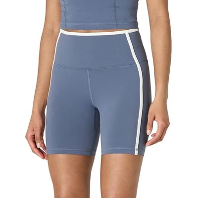 AEWM62614_GRISAILLE / WHITE Amazon Essentials Damskie szorty motocyklowe Active FormFlex Buttery Soft High Waist 15 cm z kontrastowym wykończeniem, Niebieskoszary/Biały, S AEWM62614_GRISAILLE / WHITE Amazon Essentials Damskie szorty motocyklowe Active FormFlex Buttery Soft High Waist 15 cm z kontrastowym wykończeniem, Niebieskoszary/Biały, S