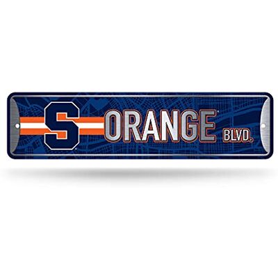 Rico Industries NCAA Syracuse pomarańczowy wystrój domu metalowy znak uliczny (10 cm x 38 cm) idealny do domu, biura, sypialni i męskiej jaskini wykonany Rico Industries NCAA Syracuse pomarańczowy wystrój domu metalowy znak uliczny (10 cm x 38 cm) idealny do domu, biura, sypialni i męskiej jaskini wykonany