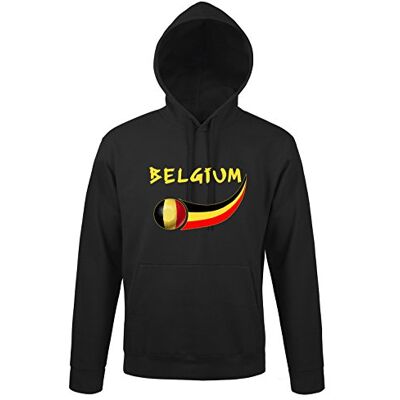 5060360368283 supportershop Sweat bluza dla dorosłych z kapturem, czarna, Belgia, piłka nożna, XL, czarny 5060360368283 supportershop Sweat bluza dla dorosłych z kapturem, czarna, Belgia, piłka nożna, XL, czarny